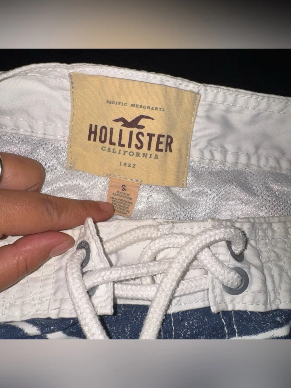 Hollister Surf Board Shorts Small Swim trunks Vintage Retro Beach Skater White